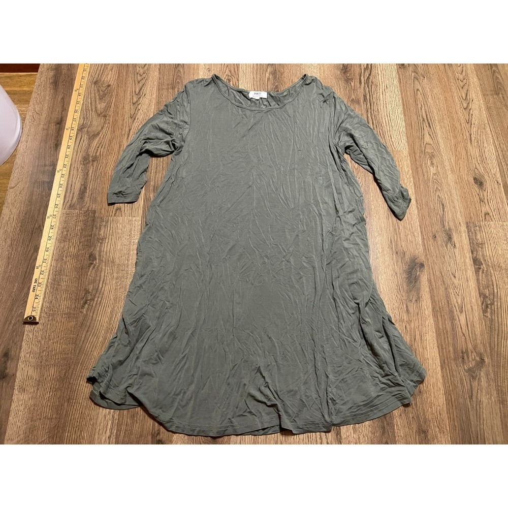 PIKO Dress, Women's Size Medium, Green, 3/4 Sleeve, Shirt Dress
